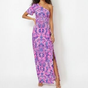 Lilly Pulitzer Pink and Blue One-Shoulder Dress